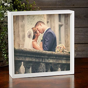 Personalized 10x10 Ivory Wedding Photo LED Shadow Box - 20535-I-10x10