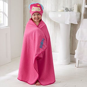 Embroidered Mermaid Kids Hooded Bath Towel - 20539