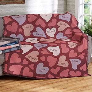 Loving Hearts Personalized 56x60 Woven Throw - 20545-A