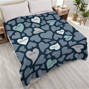 Loving Hearts Personalized 90x90 Plush Queen Fleece Blanket - 20545-QU