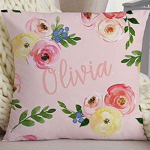 Floral Baby Personalized Throw Pillow - 18-inch - 20566-L