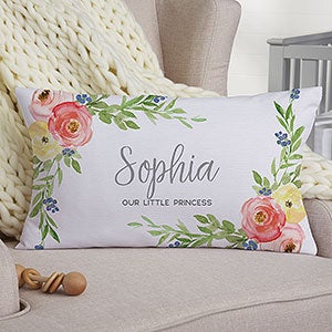 Floral Baby Personalized Velvet Lumbar Pillow - 20566-LBV