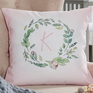 Woodland Floral Initial Personalized Throw Pillow - 20567-LI