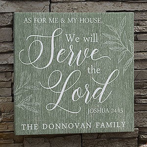We Will Server The Lord 20x20 Personalized Canvas Print - 20591-L