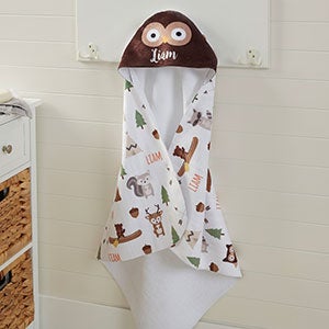 Woodland Adventure Owl Personalized Hooded Towel - 20618-O