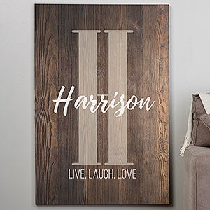 Farmhouse Initial  Accent Personalized Canvas Print- 32 x 48 - 20621-32x48