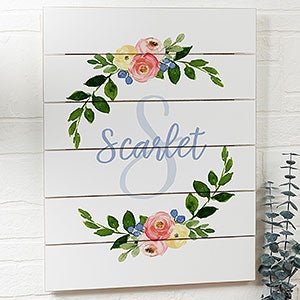 Floral Baby 16x20 Personalized Wooden Shiplap Sign - 20680-16x20
