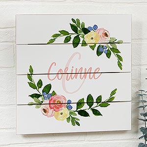 Floral Baby 12x12 Personalized Wooden Shiplap Sign - 20680-12x12