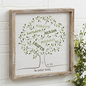 Family Tree Of Life 12x12 Whitewashed Wood Wall Art  - 20681-12x12