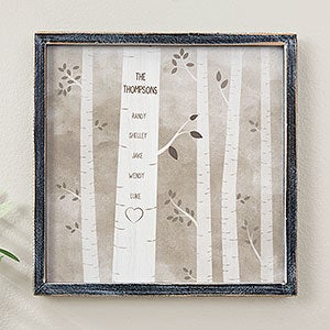 Family Birch Tree 12x12 Blackwashed Wood Wall Art - 20682B-12x12