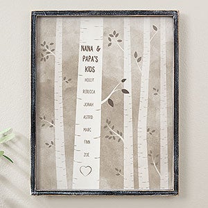 Family Birch Tree 14x18 Blackwashed Wood Wall Art - 20682B-14x18