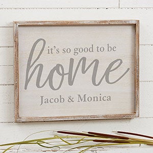 Good To Be Home Personalized Whitewashed Barnwood Frame Wall Art- 14 x 18 - 20686-14x18
