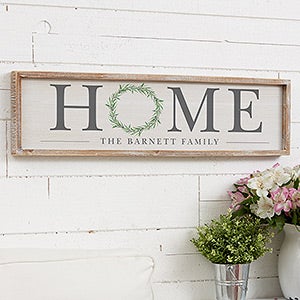 HOME Wreath Personalized Whitewashed Barnwood Frame Wall Art - 30 x 8 - 20691-30x8