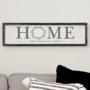 HOME Wreath Personalized Blackwashed Barnwood Frame Wall Art - 30 x 8 - 20691B-30x8