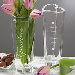 Orrefors Engraved Crystal Heart Bud Vase For Grandma - 20761