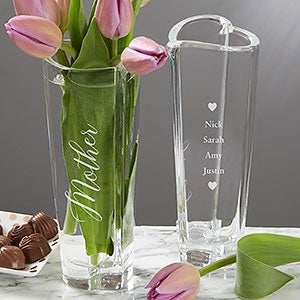 Orrefors Engraved Crystal Heart Bud Vase For Mom - 20762