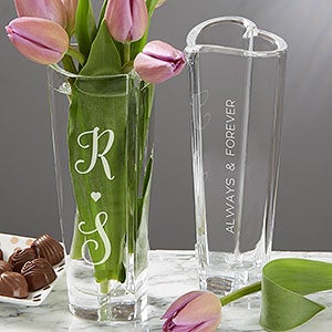 Orrefors Engraved Crystal Romantic Heart Bud Vase - 20765