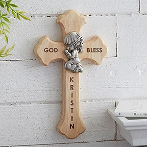 Prayerful Girl Personalized Wood Cross - 20900