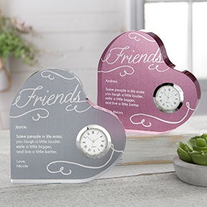 Friends Forever Personalized Colored Heart Clock - 20932