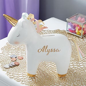 Unicorn Personalized Piggy Bank - 20942