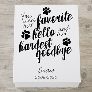 Paw Prints On My Heart Personalized Keepsake Memory Box -12x15 - 20949