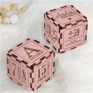New Baby Personalized Pink Stain Wood Keepsake Block - 20950-P