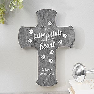 Paw Prints On My Heart Personalized 7-inch Wall Cross - 20956