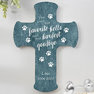 Paw Prints On My Heart Personalized 9.5-inch Wall Cross - 20956-L
