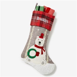 Wintry Cheer Polar Bear Personalized Christmas Stocking - 20996-PB