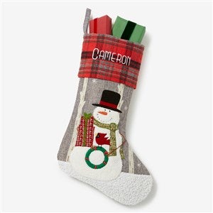 Wintry Cheer Snowman Personalized Christmas Stocking - 20996-SM