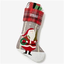 Wintry Cheer Santa Personalized Christmas Stocking - 20996
