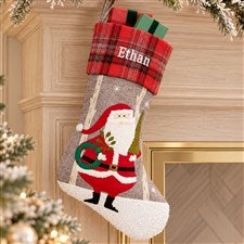 Wintry Cheer Santa Personalized Christmas Stocking - 20996