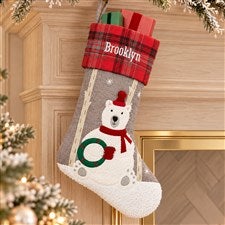 Wintry Cheer Polar Bear Personalized Christmas Stocking - 20996-PB