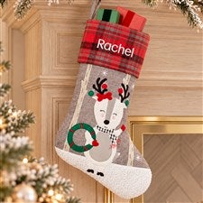 Wintry Cheer Deer Personalized Christmas Stocking - 20996-D