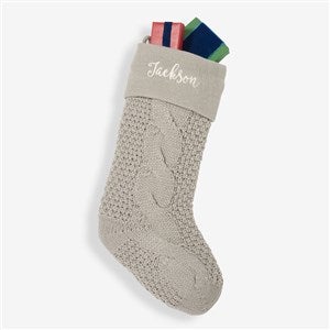 Grey Cozy Cable Knit Personalized Christmas Stocking - 21010-G
