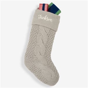Grey Cozy Cable Knit Personalized Christmas Stocking