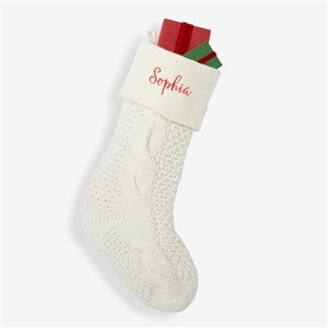 Ivory Cozy Cable Knit Personalized Christmas Stocking - 21010-I