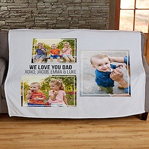 Three Photo Collage Personalized 50x60 Plush Fleece Blanket For Him - 21053-F