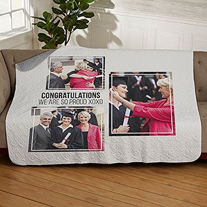 Three Photo Collage Personalized 50x60 Quilted Blanket For Him - 21053-Q