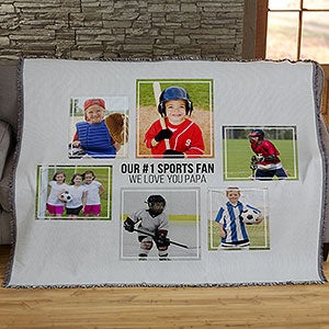 Six Photo Collage Personalized Woven Throw For Him - 21057-A