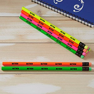 Assorted Neon Personalized Pencil Set of 12 - 21061