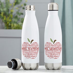 Teachers Apple Scroll Personalized 17 oz. Insulated Water Bottle - 21076-L