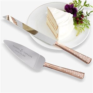 Rose Gold Engraved Cake Knife  Server Set - 21113