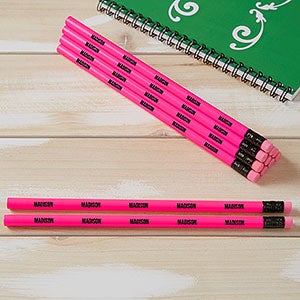 Neon Pink Personalized Pencil Set of 12 - 21146