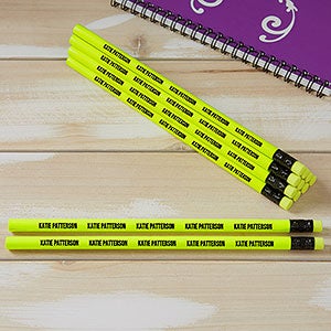 Neon Yellow Personalized Pencil Set of 12 - 21148