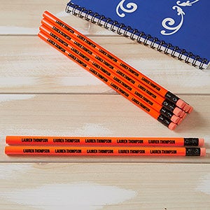Neon Orange Personalized Pencil Set of 12 - 21149