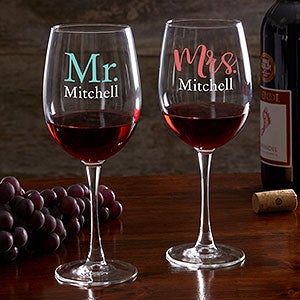 Wedding & Engagement Personalized Red Wine Glass - 21160-R