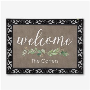 Greenery Welcome Personalized Doormat- 18x27 - 21165