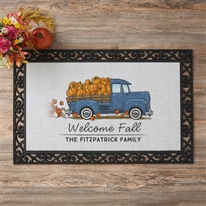 Vintage Fall Truck 20x35 Personalized Fall Doormat - 21171-M