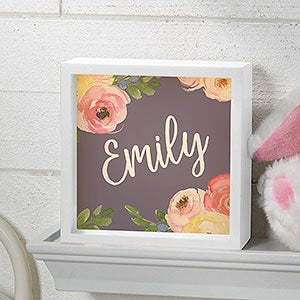 Baby Floral 6x6 Personalized Ivory LED Light Shadow Box - 21186-I-6x6